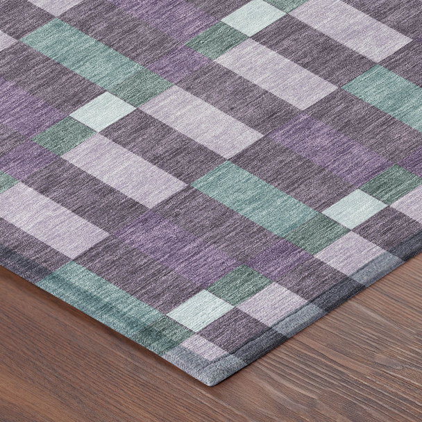 9' X 12' Plum And Lavender Geometric Washable Indoor Outdoor Area Rug