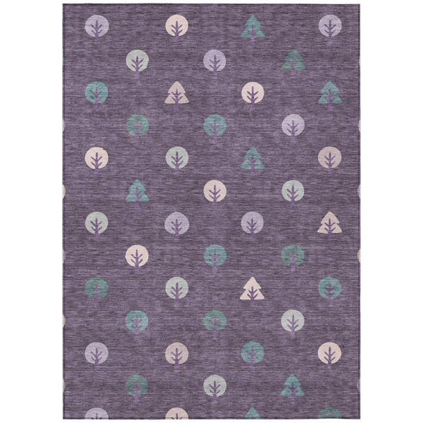 3' X 5' Plum And Purple Geometric Washable Indoor Outdoor Area Rug