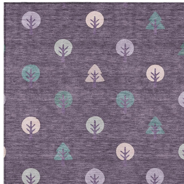 9' X 12' Plum And Purple Geometric Washable Indoor Outdoor Area Rug