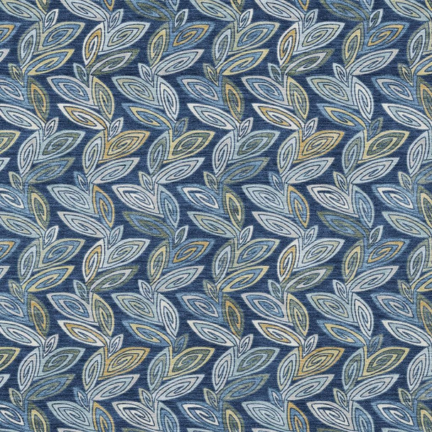 3' X 5' Navy Blue And Blue Botanical Leaves Washable Indoor Outdoor Area Rug