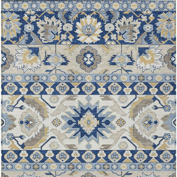 9' X 12' Navy Blue And Ivory Cactus Washable Indoor Outdoor Area Rug