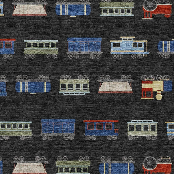 10' X 14' Black And Graphite Abstract Washable Indoor Outdoor Area Rug