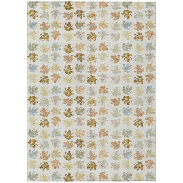 3' X 5' Ivory And Linen Geometric Washable Indoor Outdoor Area Rug