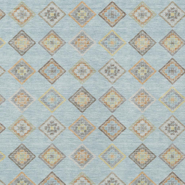 3' X 5' Sky Blue And Blue Geometric Washable Indoor Outdoor Area Rug
