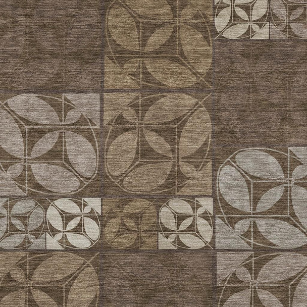 3' X 5' Chocolate And Brown Geometric Washable Indoor Outdoor Area Rug