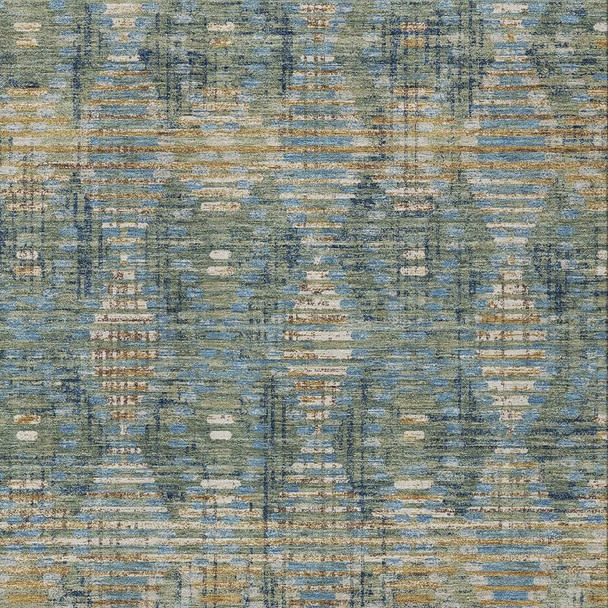 8' X 10' Green And Gray Floral Medallion Washable Indoor Outdoor Area Rug