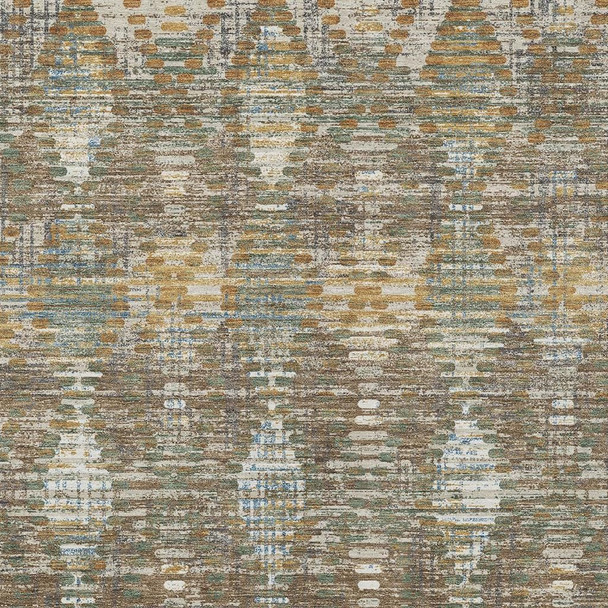 5' X 8' Brown And Khaki Floral Medallion Washable Indoor Outdoor Area Rug