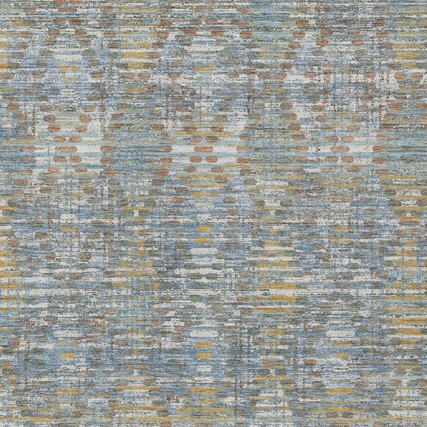 10' X 14' Denim Blue And Blue Floral Medallion Washable Indoor Outdoor Area Rug