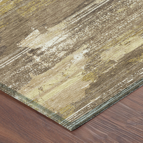 8' X 10' Brown And Khaki Abstract Washable Indoor Outdoor Area Rug