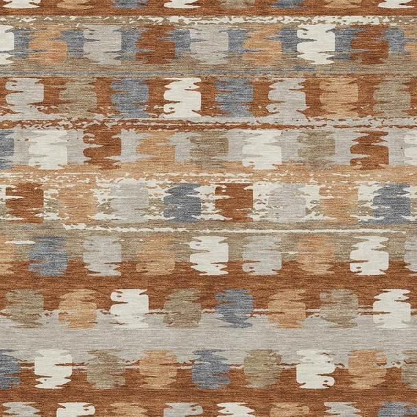 3' X 5' Orange And Beige Abstract Washable Indoor Outdoor Area Rug