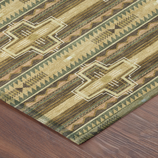 8' X 10' Gold And Red Tribal Washable Indoor Outdoor Area Rug