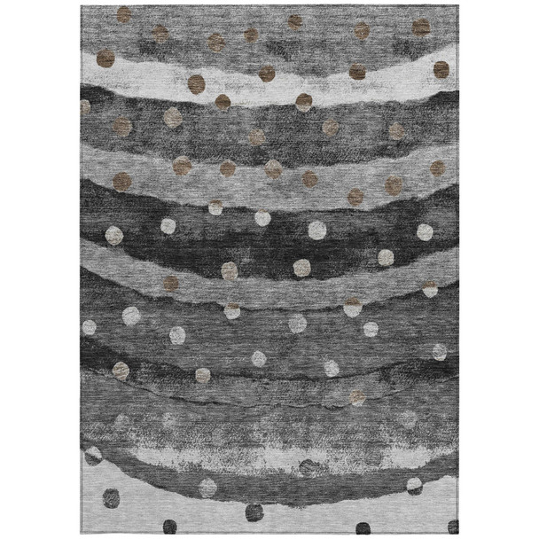8' X 10' Black And Navy Blue Striped Washable Indoor Outdoor Area Rug