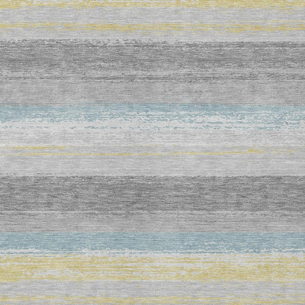 10' X 14' Silver And Taupe Striped Washable Indoor Outdoor Area Rug