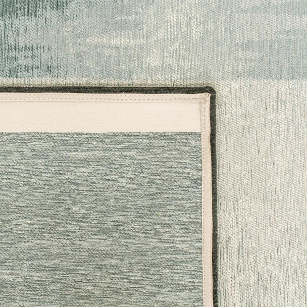 6' X 8' Blue And White Abstract Washable Area Rug With UV Protection