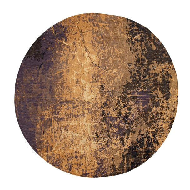 10' Gold And White Abstract Washable Round Rug With UV Protection