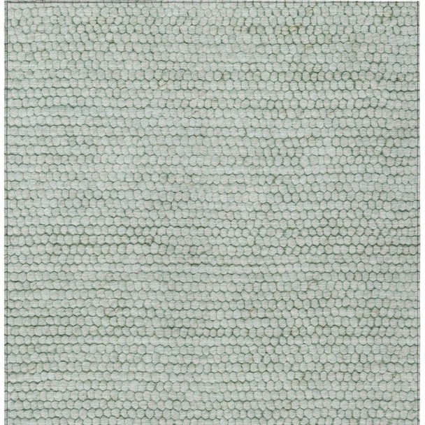9' X 12' Green And Blue Striped Washable Indoor Outdoor Area Rug