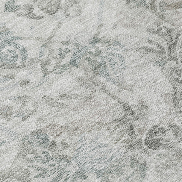 5' X 8' Taupe And Brown Floral Washable Indoor Outdoor Area Rug