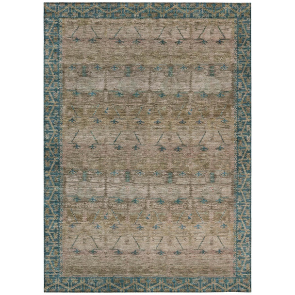 8' X 10' Brown And Taupe Tribal Washable Indoor Outdoor Area Rug