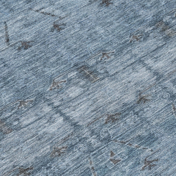 10' X 14' Blue And Gray Tribal Washable Indoor Outdoor Area Rug