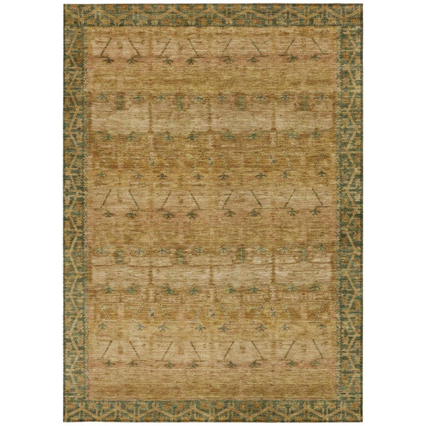 5' X 8' Copper And Orange Tribal Washable Indoor Outdoor Area Rug