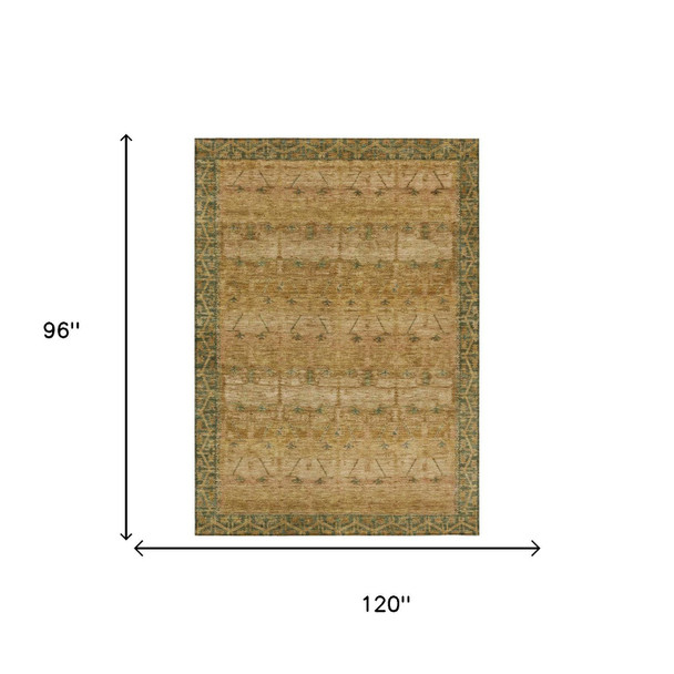 8' X 10' Copper And Orange Tribal Washable Indoor Outdoor Area Rug