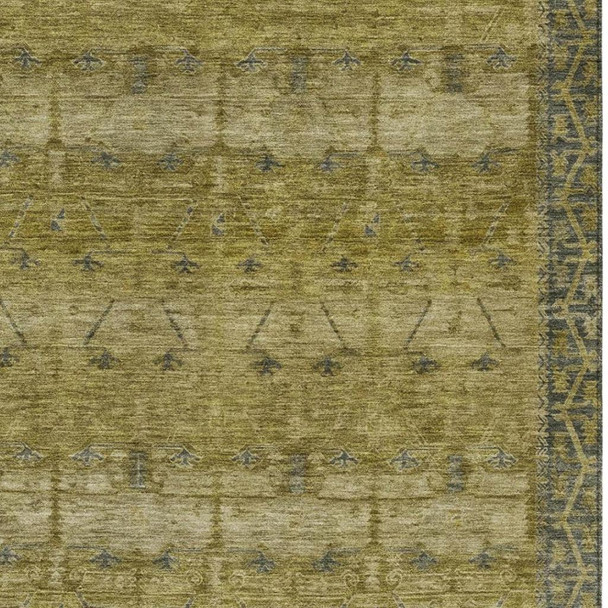 10' X 14' Gold And Brown Tribal Washable Indoor Outdoor Area Rug