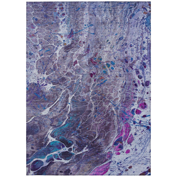 8' X 10' Plum And Purple Abstract Washable Indoor Outdoor Area Rug
