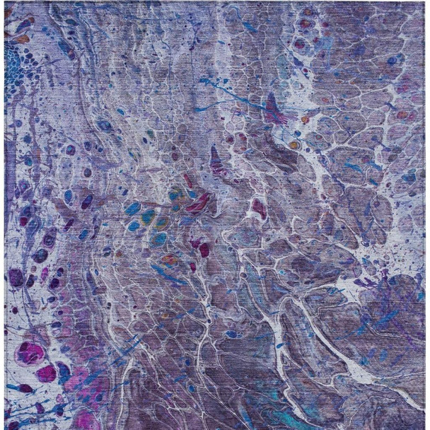 10' X 14' Plum And Purple Abstract Washable Indoor Outdoor Area Rug