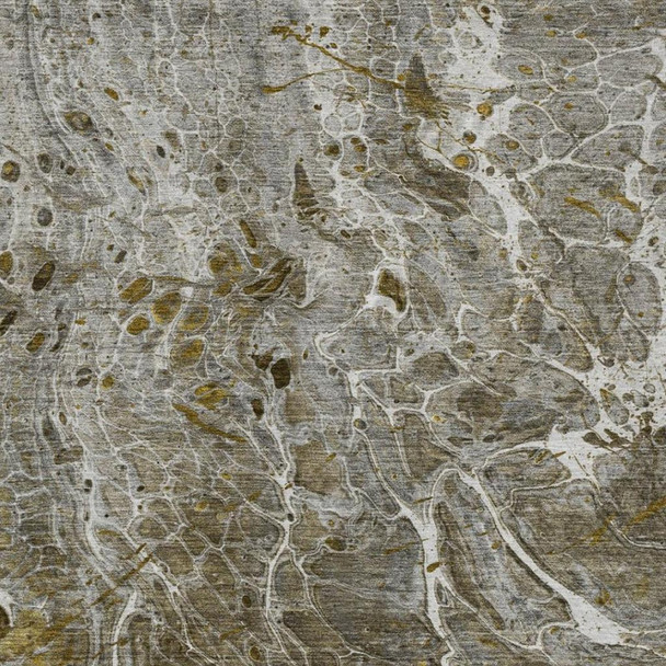 8' X 10' Pewter And Gray Abstract Washable Indoor Outdoor Area Rug