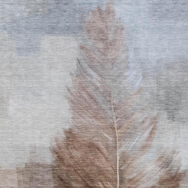 5' X 8' Chocolate And Brown Botanical Leaves Washable Indoor Outdoor Area Rug