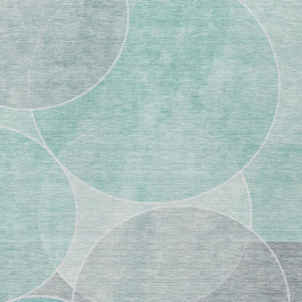 8' X 10' Aqua And Teal Blue Geometric Washable Indoor Outdoor Area Rug