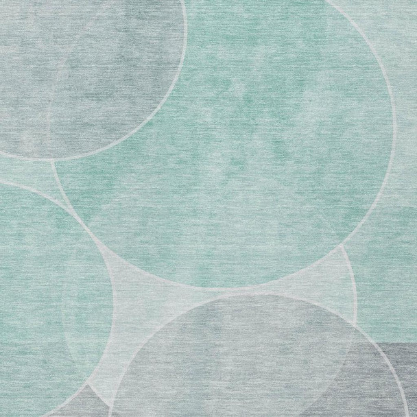 10' X 14' Aqua And Teal Blue Geometric Washable Indoor Outdoor Area Rug