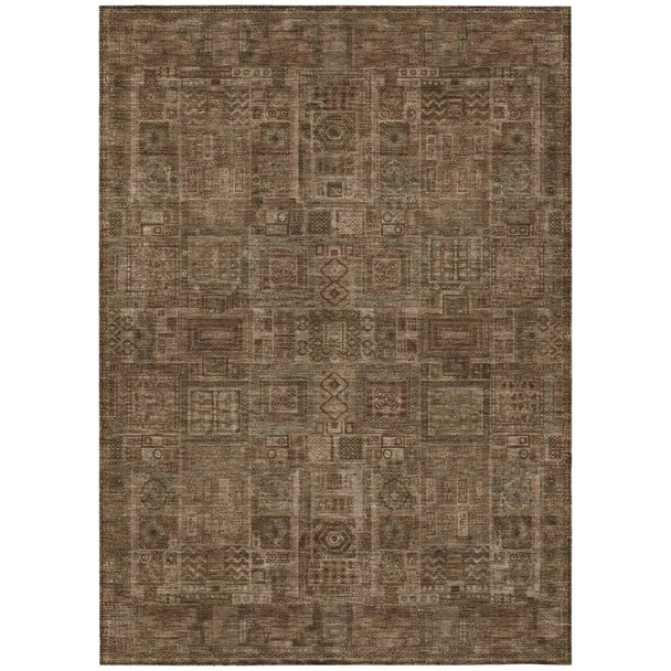 8' X 10' Copper And Orange Oriental Washable Indoor Outdoor Area Rug
