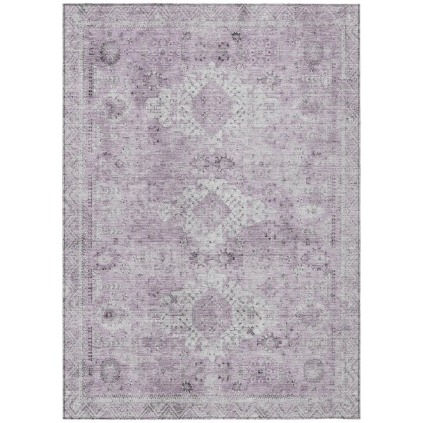 3' X 5' Lilac And Purple Oriental Washable Indoor Outdoor Area Rug