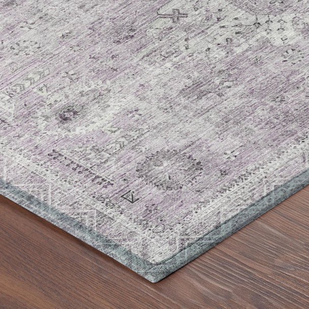 10' X 14' Lilac And Purple Oriental Washable Indoor Outdoor Area Rug