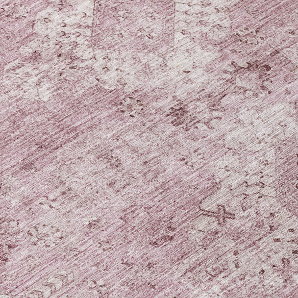 10' X 14' Pink And Blush Oriental Washable Indoor Outdoor Area Rug