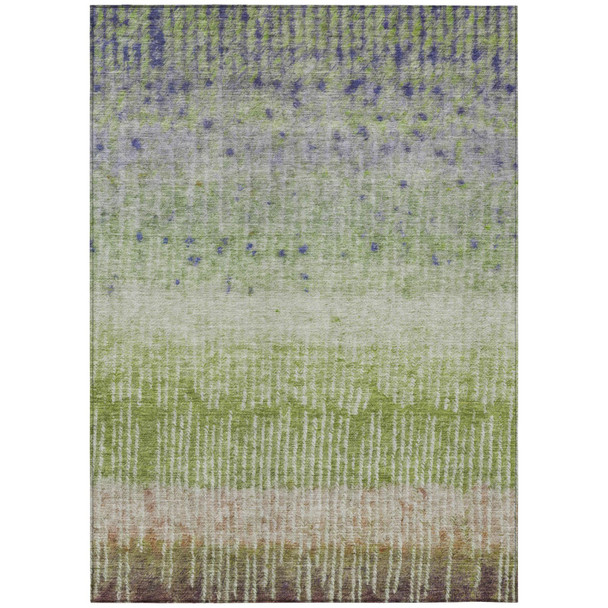 3' X 5' Green And Beige Abstract Washable Indoor Outdoor Area Rug