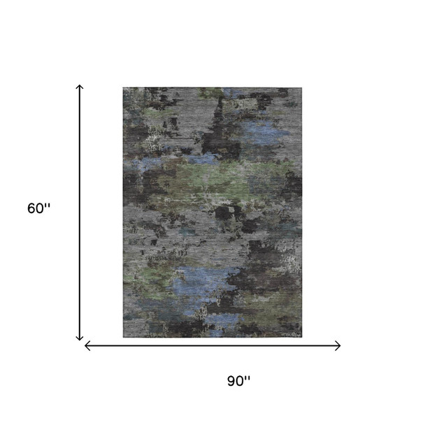5' X 8' Taupe And Brown Abstract Washable Indoor Outdoor Area Rug