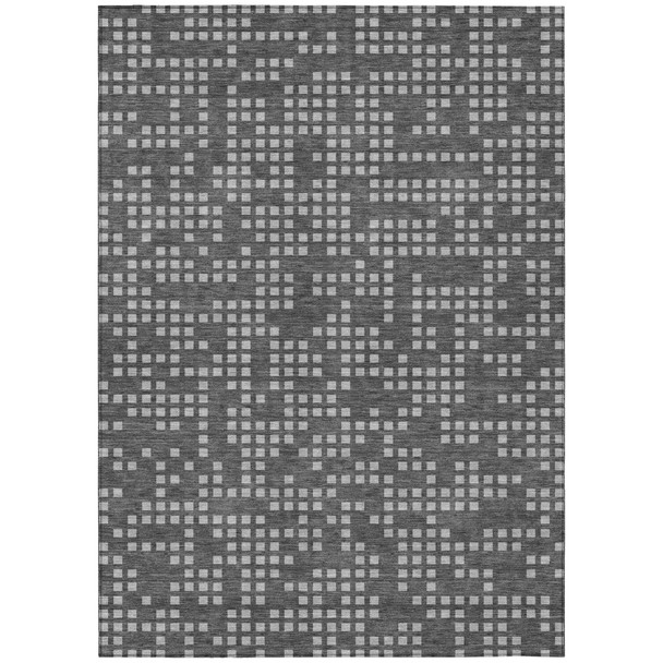 8' X 10' Graphite And Gray Abstract Washable Indoor Outdoor Area Rug
