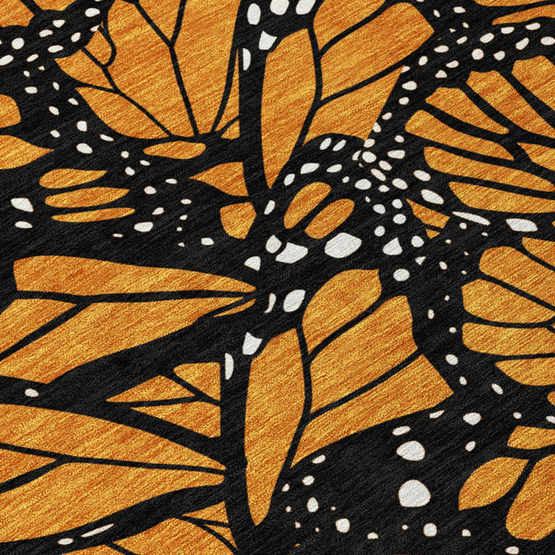 8' X 10' Orange And Black Animal Print Washable Indoor Outdoor Area Rug