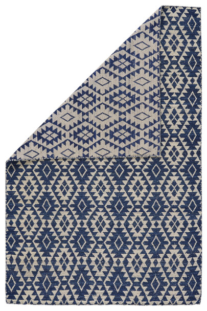 8' X 10' Blue And Gray Wool Geometric Hand Loomed Area Rug