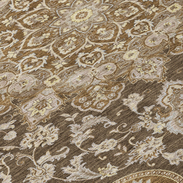 10' X 14' Chocolate And Brown Oriental Washable Indoor Outdoor Area Rug