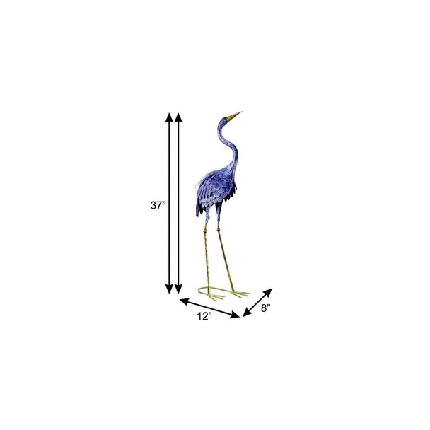 37" Blue And Gold Metal Birds Garden Accents Accessories