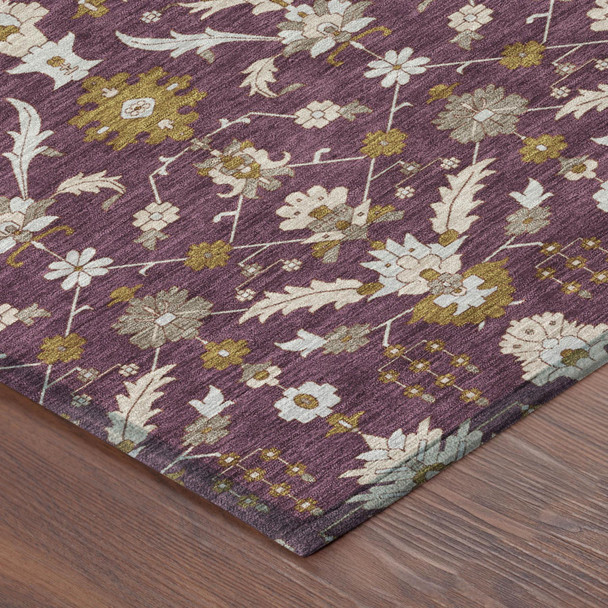 8' X 10' Eggplant And Purple Oriental Washable Indoor Outdoor Area Rug