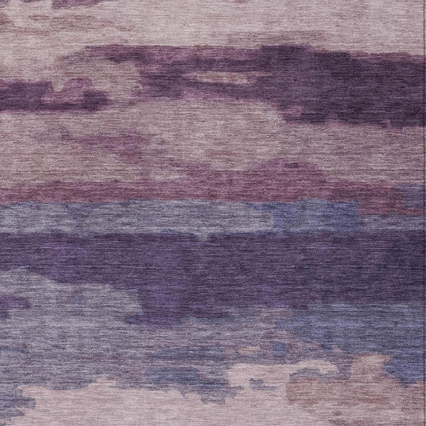 5' X 8' Eggplant And Purple Abstract Washable Indoor Outdoor Area Rug