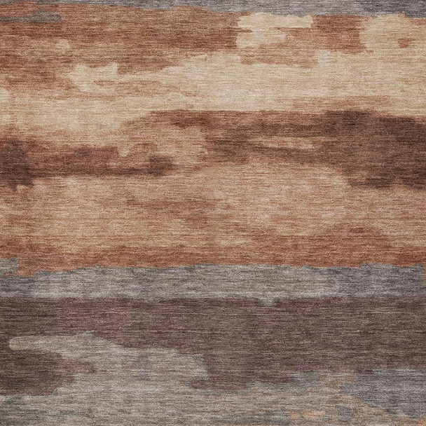 9' X 12' Orange And Gray Abstract Washable Indoor Outdoor Area Rug