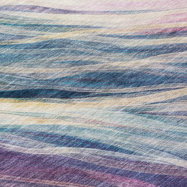3' X 5' Teal Blue And Lavender Abstract Washable Indoor Outdoor Area Rug