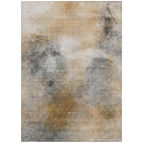 8' X 10' Gray And Beige Abstract Washable Indoor Outdoor Area Rug