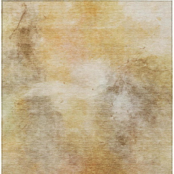 10' X 14' Wheat And Gold Abstract Washable Indoor Outdoor Area Rug