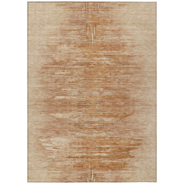 10' X 14' Salmon And Copper Abstract Washable Indoor Outdoor Area Rug